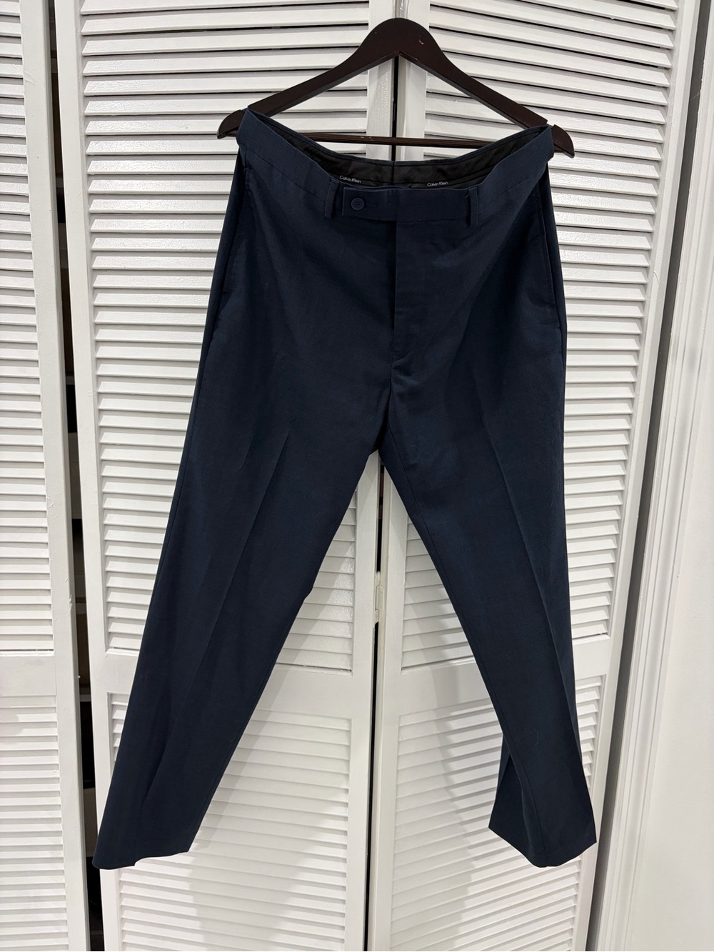 Calvin Klein Dark Navy Flat-Front Dress Pants